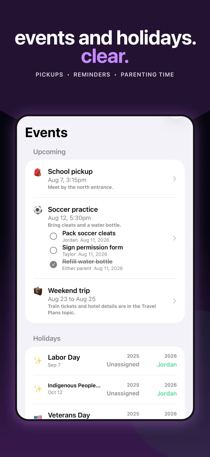 Holiday and school break planning in Duet