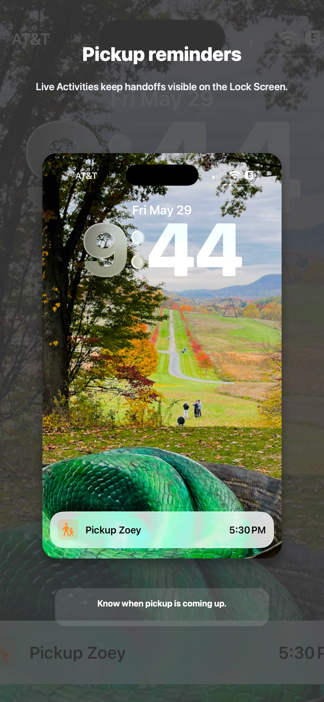 Duet pickup reminder Live Activity on the Lock Screen